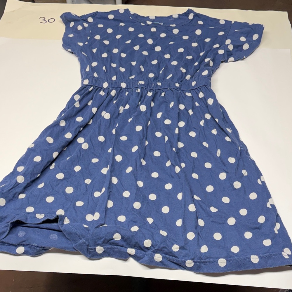 Primary Blue Polka Dot Kids Casual Dress